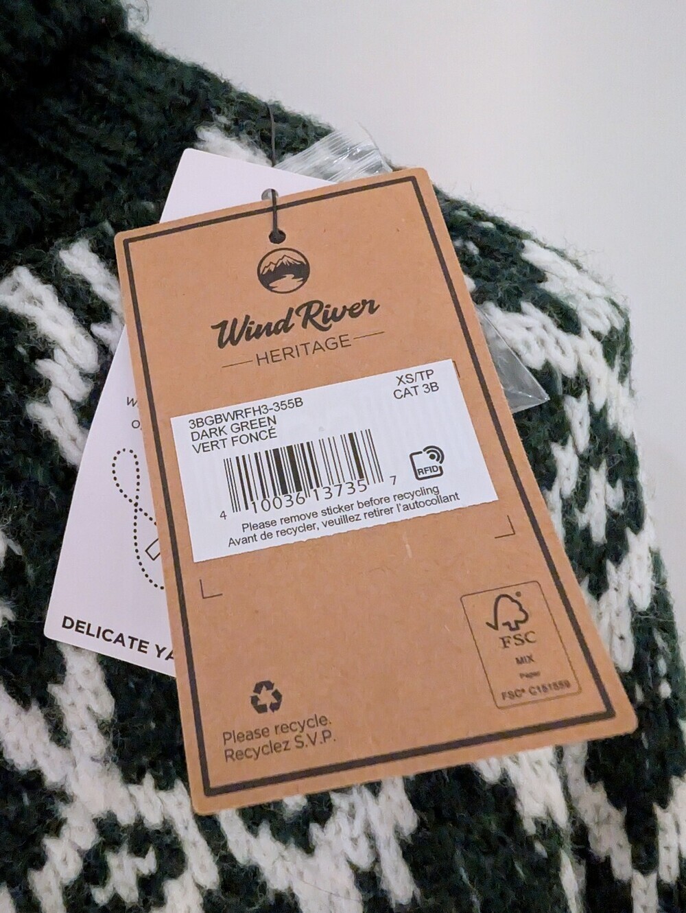 Windriver Dark Green and White Heritage Turtleneck Sweater NWT - Picture 3 of 7